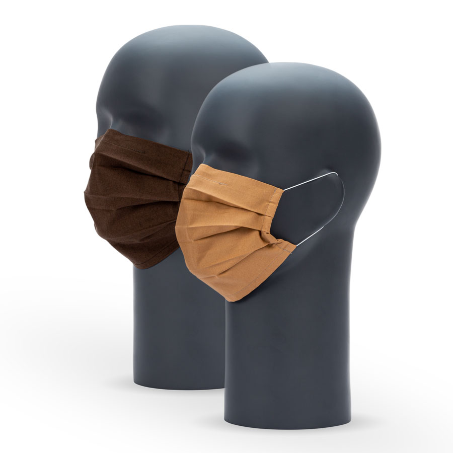 Mund-Nasen-Maske Mund-Nasen-Masken in Mokka und Caramel auf Puppenköpfen