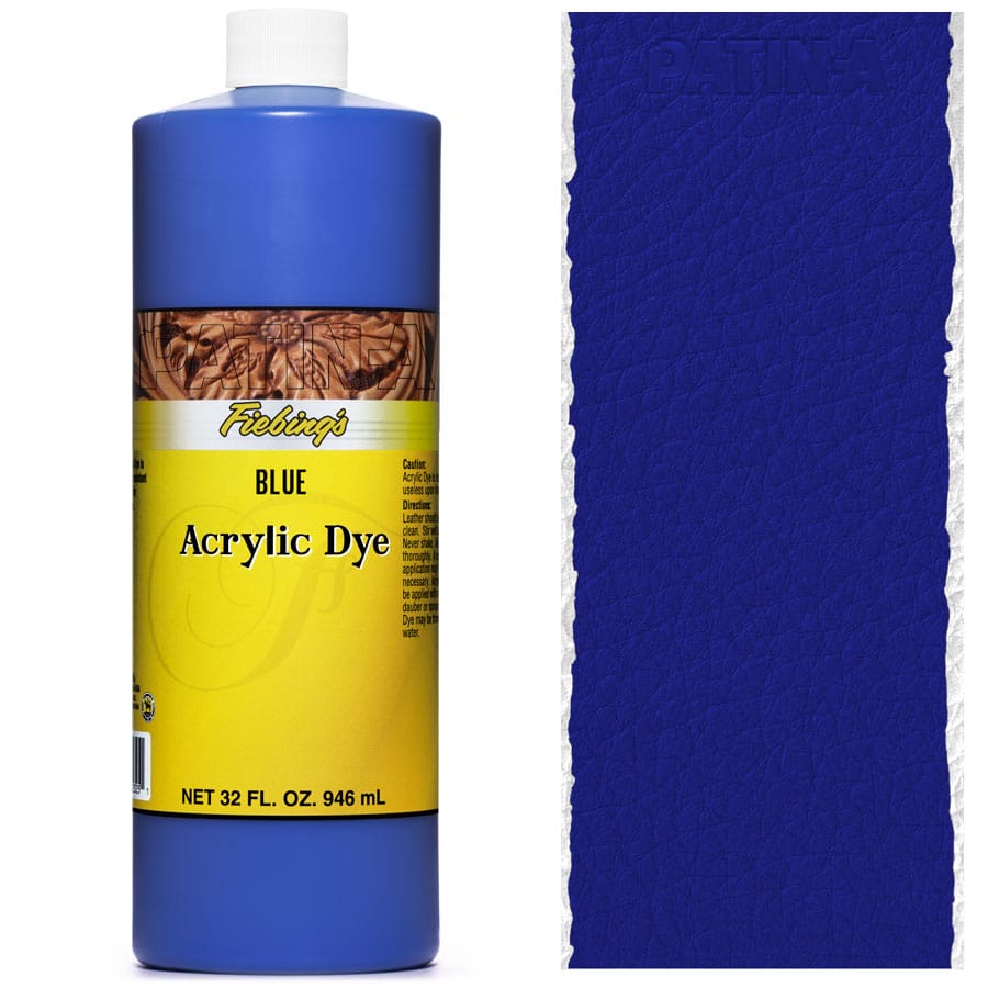 Acrylic Dye 946 ml Blue Fiebing's Acrylic Dye 946 ml Blue, deckende Lederfarbe, mit Farbmuster