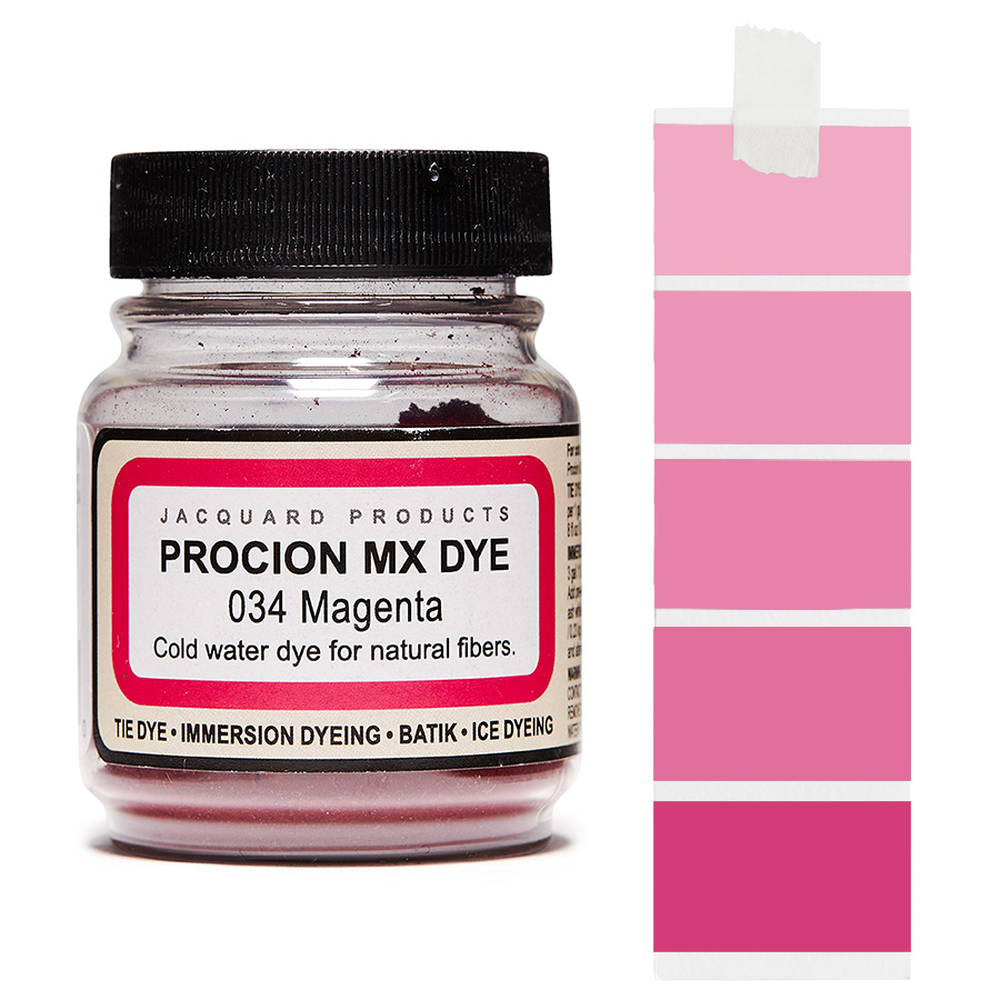 Jacquard Procion MX 034 Magenta 18,7 g Dose Jacquard Procion MX 034 Magenta 18,7 g mit Farbverlauf, Kaltwasser-Textilfarbe