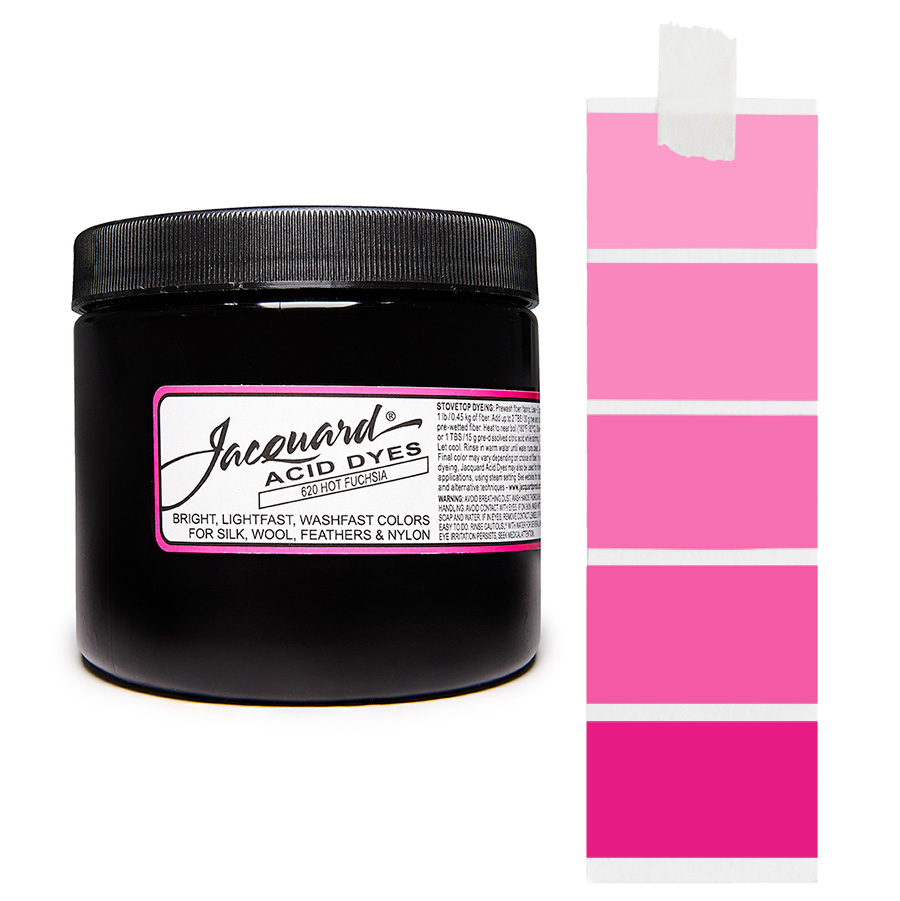 Hot Fuchsia 620- Jacquard Acid Dye Textilfarbe - 227g - 80z - leuchtende, neonfarbe, schnell waschende Farbe für Nylon, Seide, Wolle und Federn