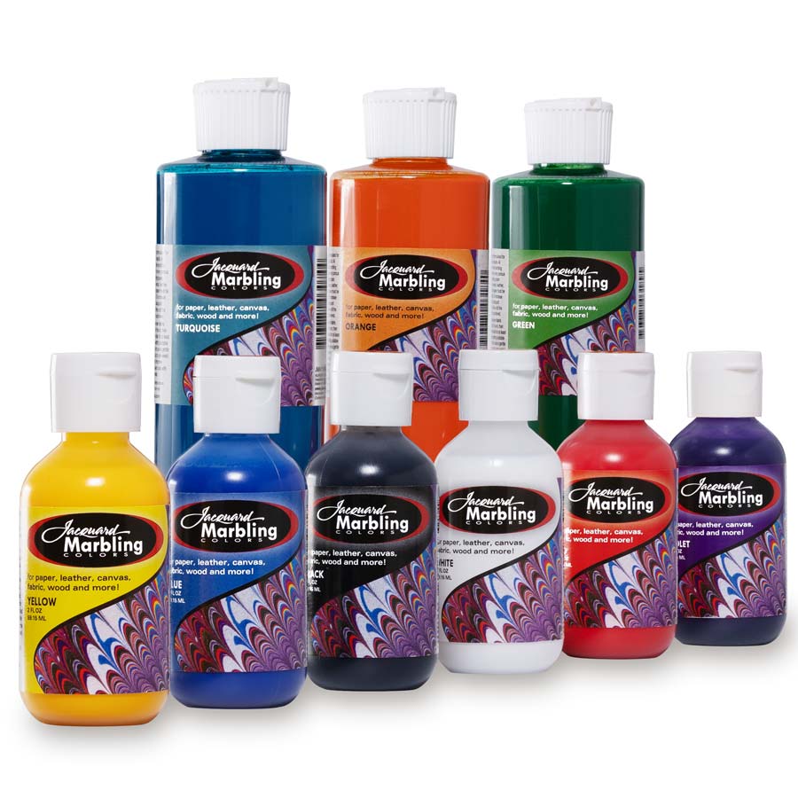 Die Jacquard Marbling Colors sind perfekt für wunderschöne Marmorierungen und extrem haltbar und farbintensiv auf Stoffen.