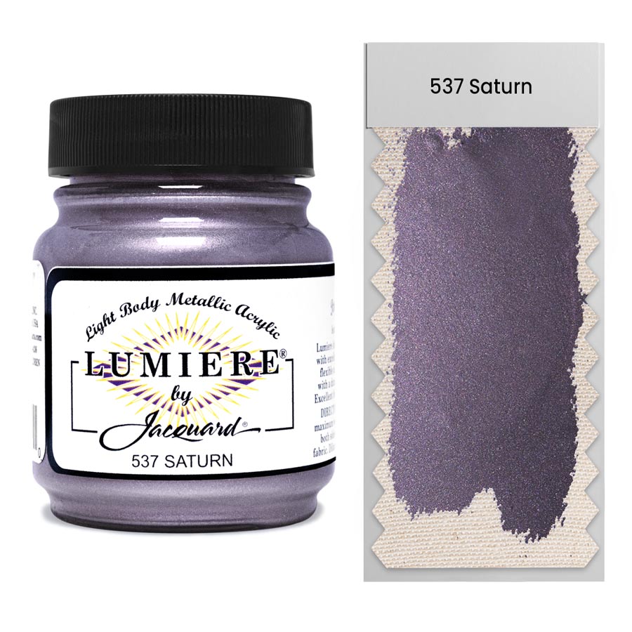 Jacquard-Lumiere 537 Saturn 67ml Extrem flexibel und reisst für nahezu alle Untergründe - auch flexible, wie Stoff, Leder, Vinyl oder Gummi.