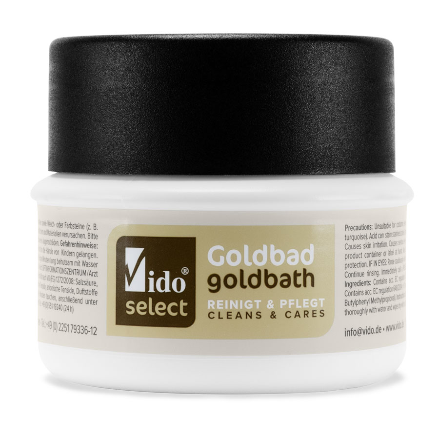 Vido Gold Cleaning Dip Wash is the perfect cleaning bath for your gold jewelry, such as rings, necklaces, pendants, bracelets, etc. Cleans gently by simply dipping.