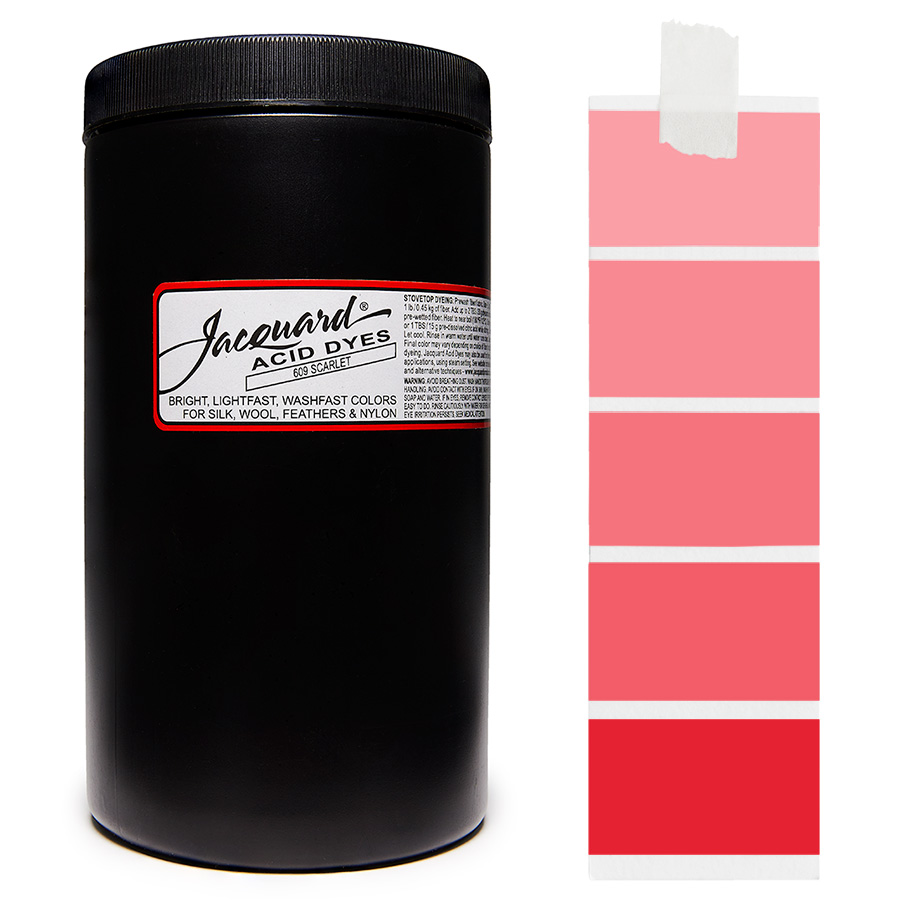 Scarlet 609 - Jacquard Acid Dye Textilfarbe - 450g - 1lb - leuchtende, neonfarbe, schnell waschende Farbe für Nylon, Seide, Wolle und Federn