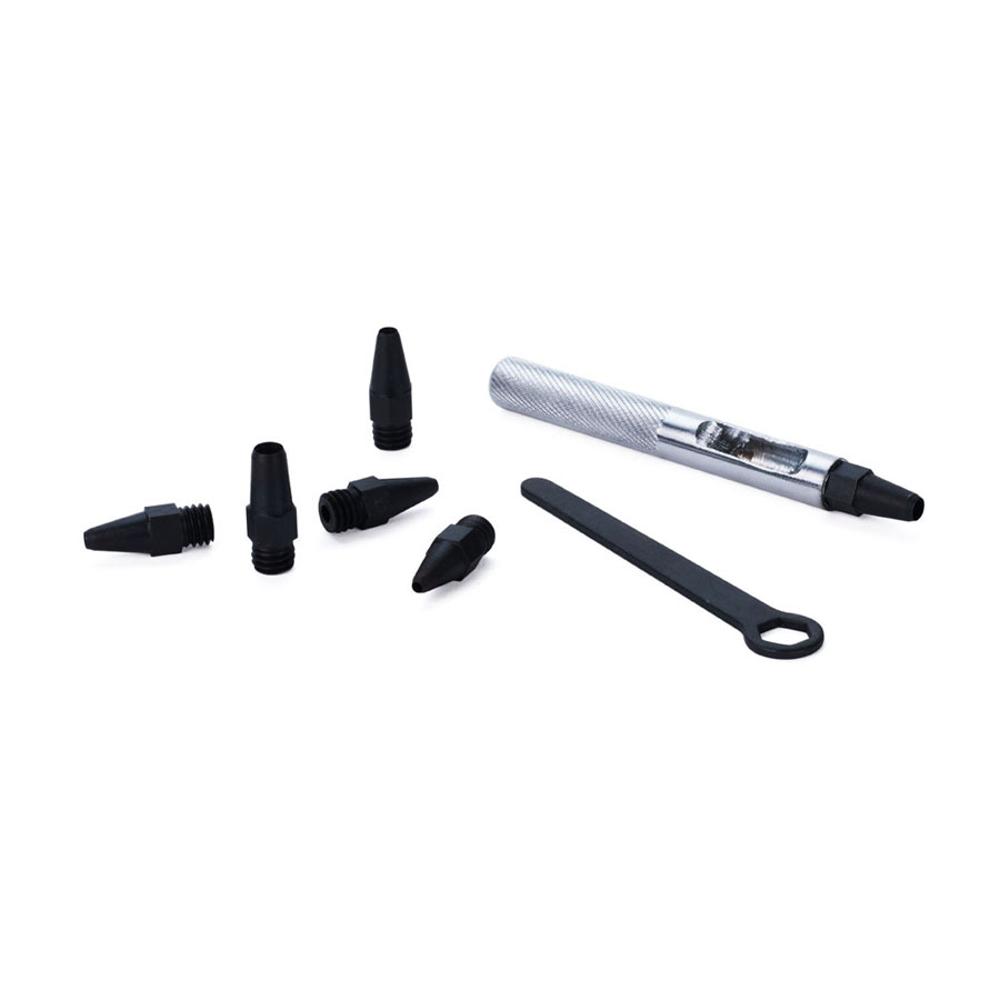 Mini Locheisen-Set Mini Locheisen-Set 6 in 1 mit Schaft, Aufsätzen und Schlüssel