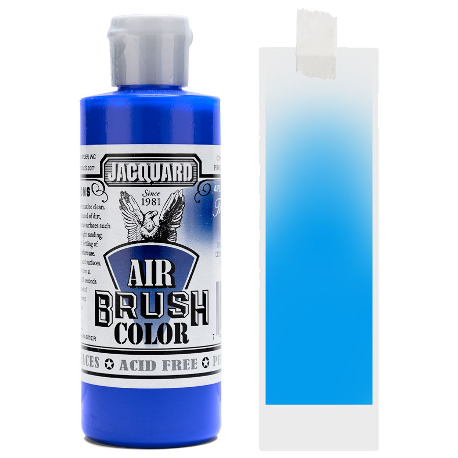 Jacquard Airbrush Fluoreszierend 402 Blue Flasche Jacquard Airbrush Color Fluoreszierend 402 Blue mit Farbmuster