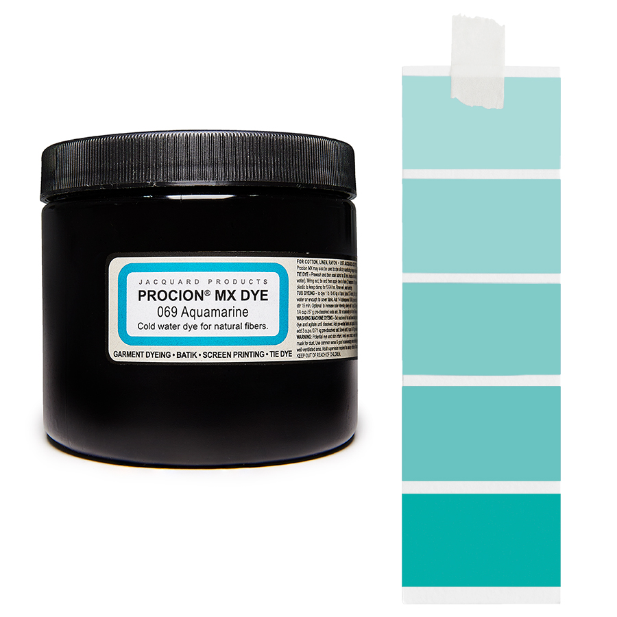 Jacquard Procion MX 069 Aquamarine 227 g Dose Jacquard Procion MX 069 Aquamarine 227 g mit Farbverlauf, Kaltwasser-Textilfarbe
