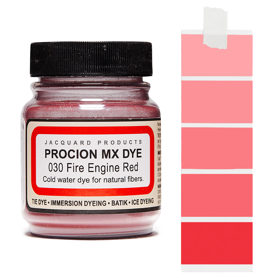 Jacquard Procion MX 030 Fire Engine Red 18,7 g Dose Jacquard Procion MX 030 Fire Engine Red 18,7 g mit Farbverlauf, Kaltwasser-Textilfarbe