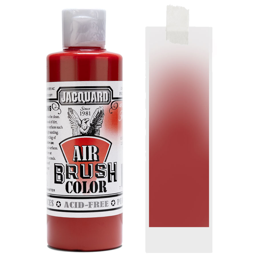 Jacquard Airbrush Transparent 101 Red Flasche Jacquard Airbrush Color Transparent 101 Red mit Farbmuster