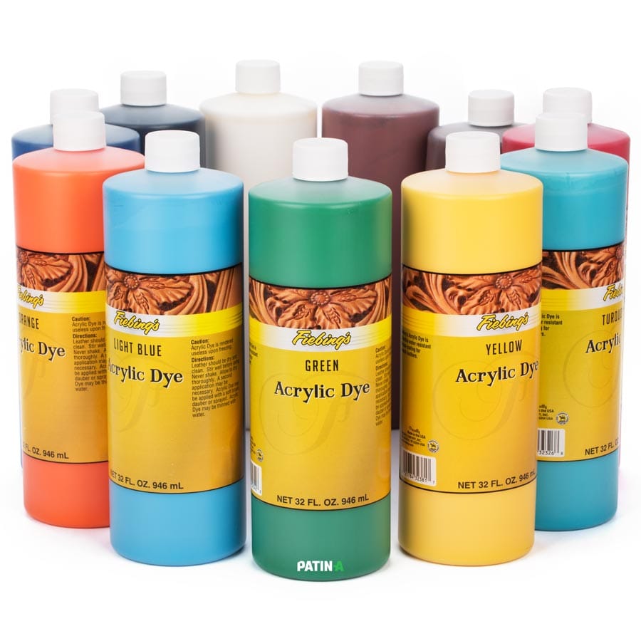 Fiebing’s Acrylic Leather Dye, 11 flexible, stark deckende Acryllederfarben, um dunkle Leder heller zu färben o. zum Malen