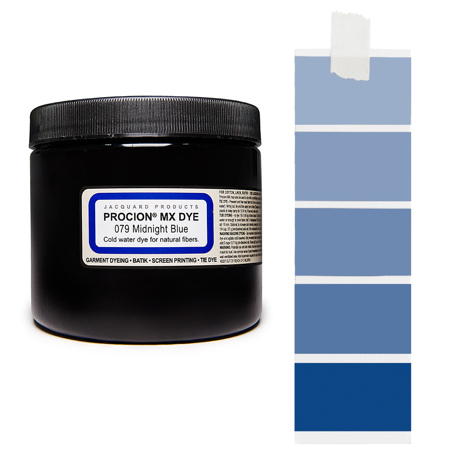 Jacquard Procion MX 079 Midnight Blue 227 g Dose Jacquard Procion MX 079 Midnight Blue 227 g mit Farbverlauf, Kaltwasser-Textilfarbe