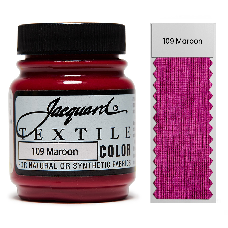 Jacquard Textile Color 109 Maroon 67 ml Dose Jacquard Textile Color 109 Maroon 67 ml mit Farbaufstrich, Stoffmalfarbe