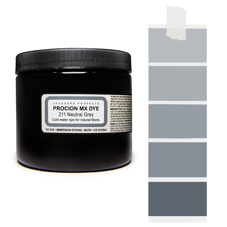 Jacquard Procion MX 211 Neutral Grey 227 g Dose Jacquard Procion MX 211 Neutral Grey 227 g mit Farbverlauf, Kaltwasser-Textilfarbe