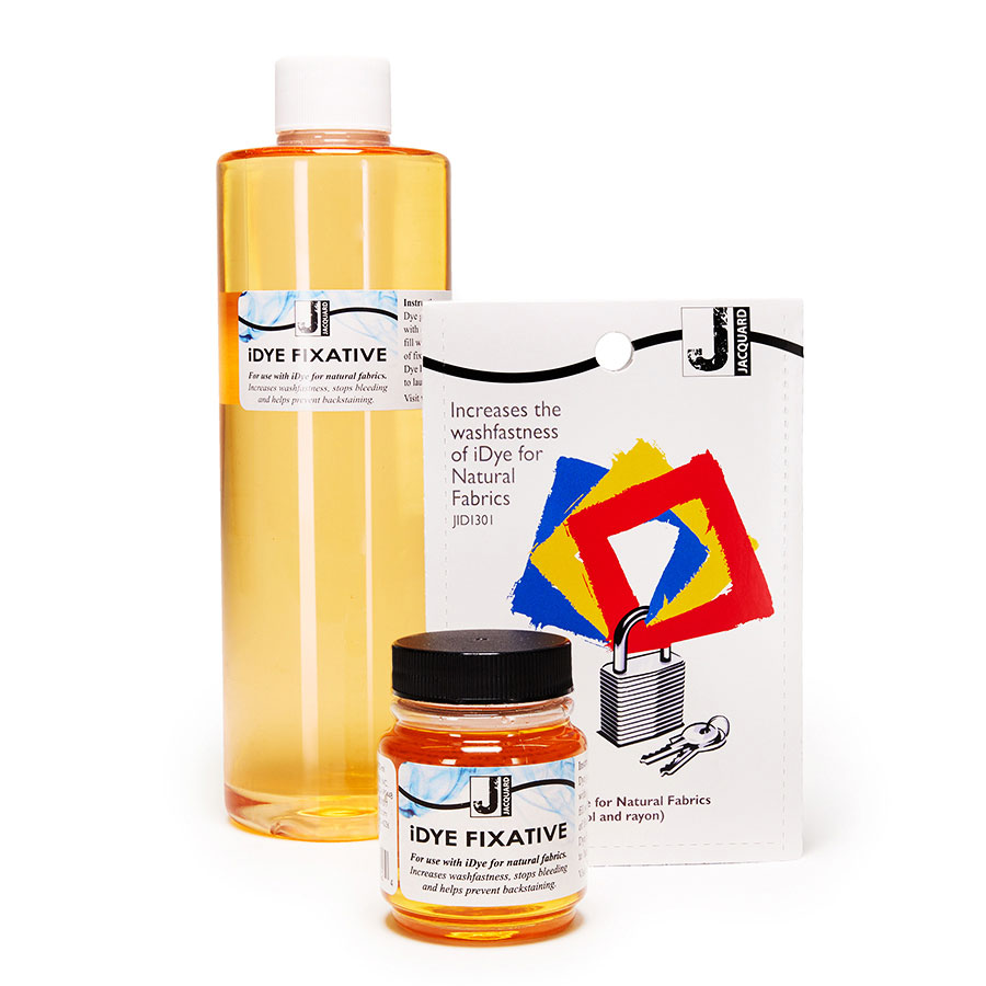 Jacquard iDye Fixative Jacquard iDye Fixative Flasche groß und klein mit iDye Beutel