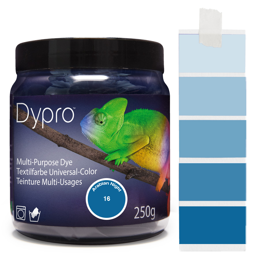 Dypro (Dylon) Textilfarben sind die am stärksten pigmentierten Textilfarben mit intensiven Farbtönen zum Färben von Polyamid/Nylon, Elasthan, Mischgewebe und Naturfasern.