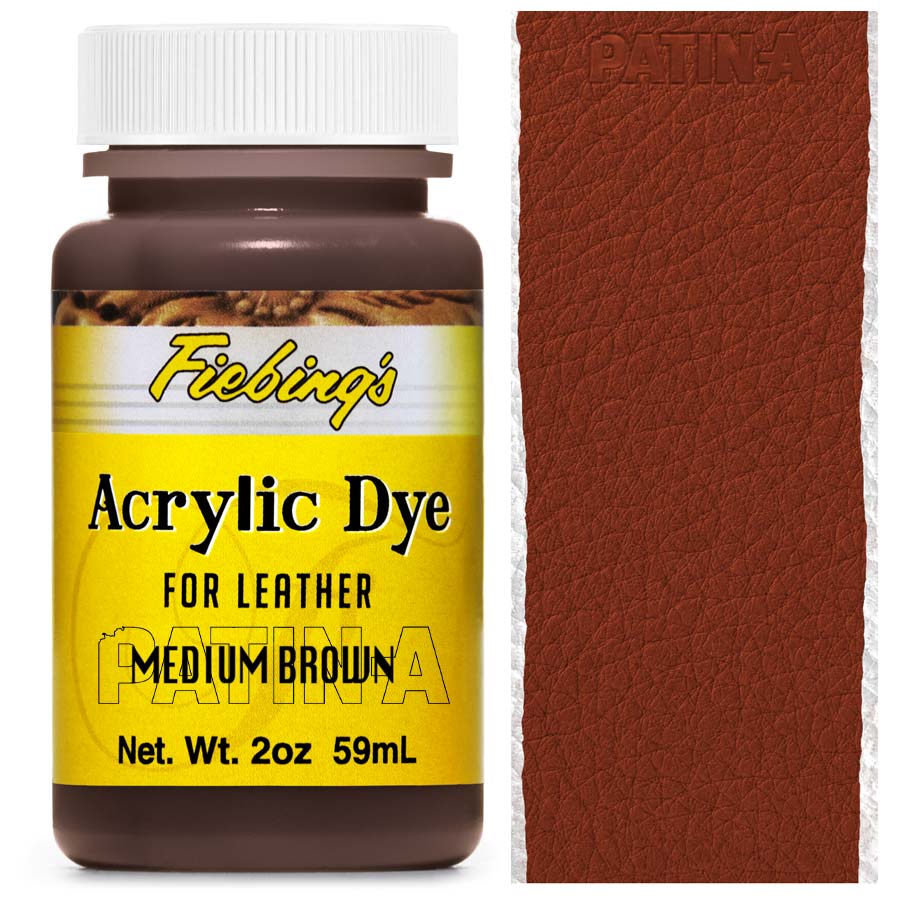 Acrylic Dye 59 ml Medium Brown Fiebing's Acrylic Dye 59 ml Medium Brown, deckende Lederfarbe, mit Farbmuster