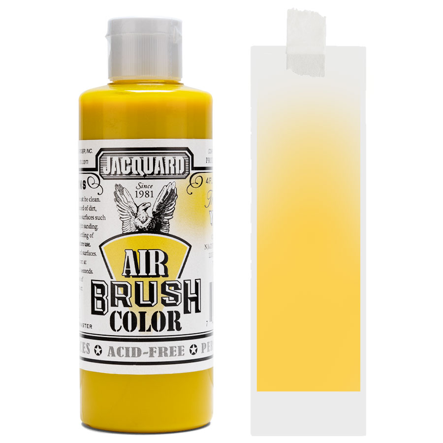 Jacquard Airbrush Transparent 100 Yellow Flasche Jacquard Airbrush Color Transparent 100 Yellow mit Farbmuster