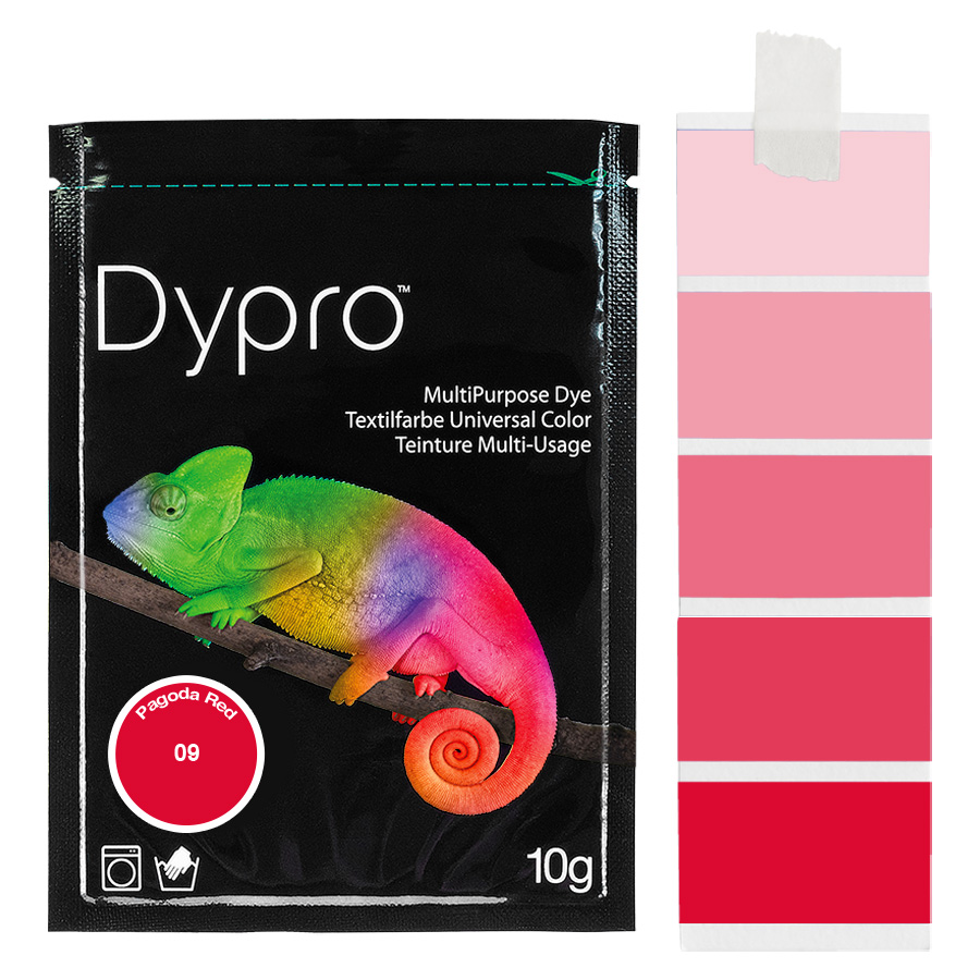 Dypro Pagoda Red 10 g Beutel Dypro Universal-Color Textilfarbe Pagoda Red 10 g mit Farbverlauf