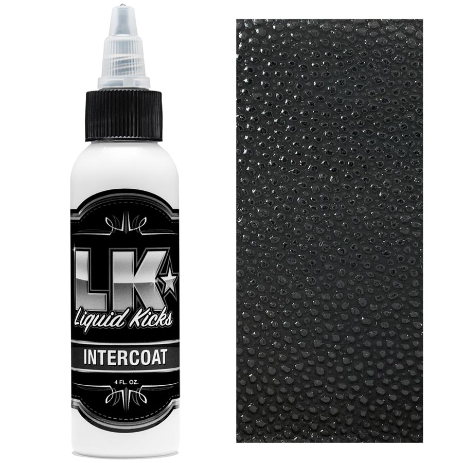 Liquid Kicks Intercoat ist ein wichtiges Produkt für alle, die mit mehreren Farben und Farbschichten arbeiten. LK Intercoat bildet einen unsichtbaren, transparenten Film (Zwischenbeschichtung), der chemische Reaktionen und Ausbluten zwischen Farbschichten