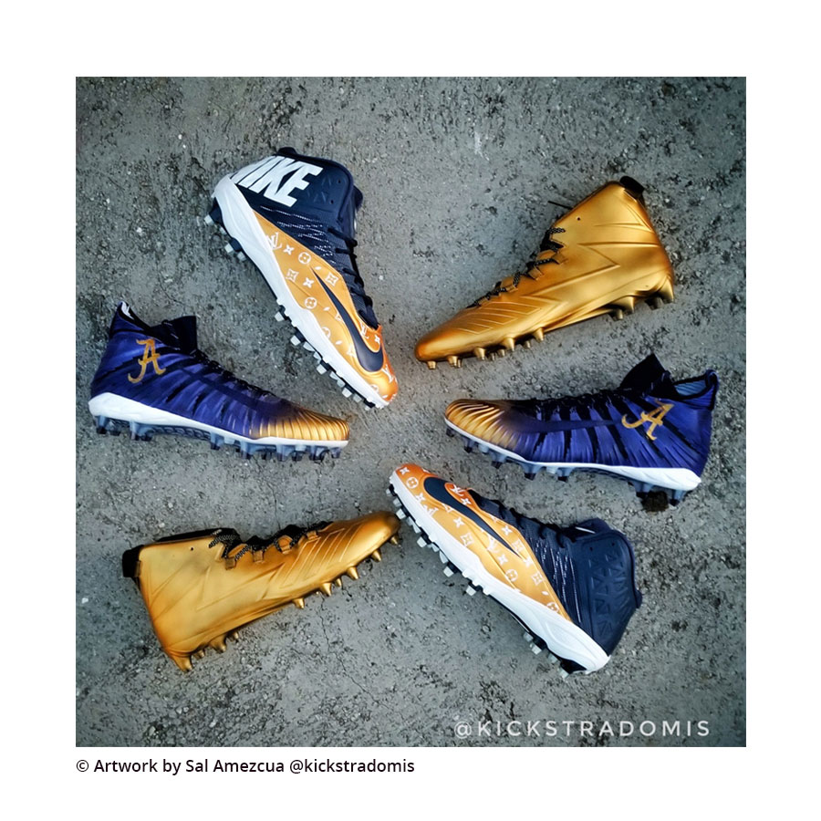 Jacquard Airbrush Color Transparent Fußballschuhe mit Airbrush in Gold und Dunkelblau