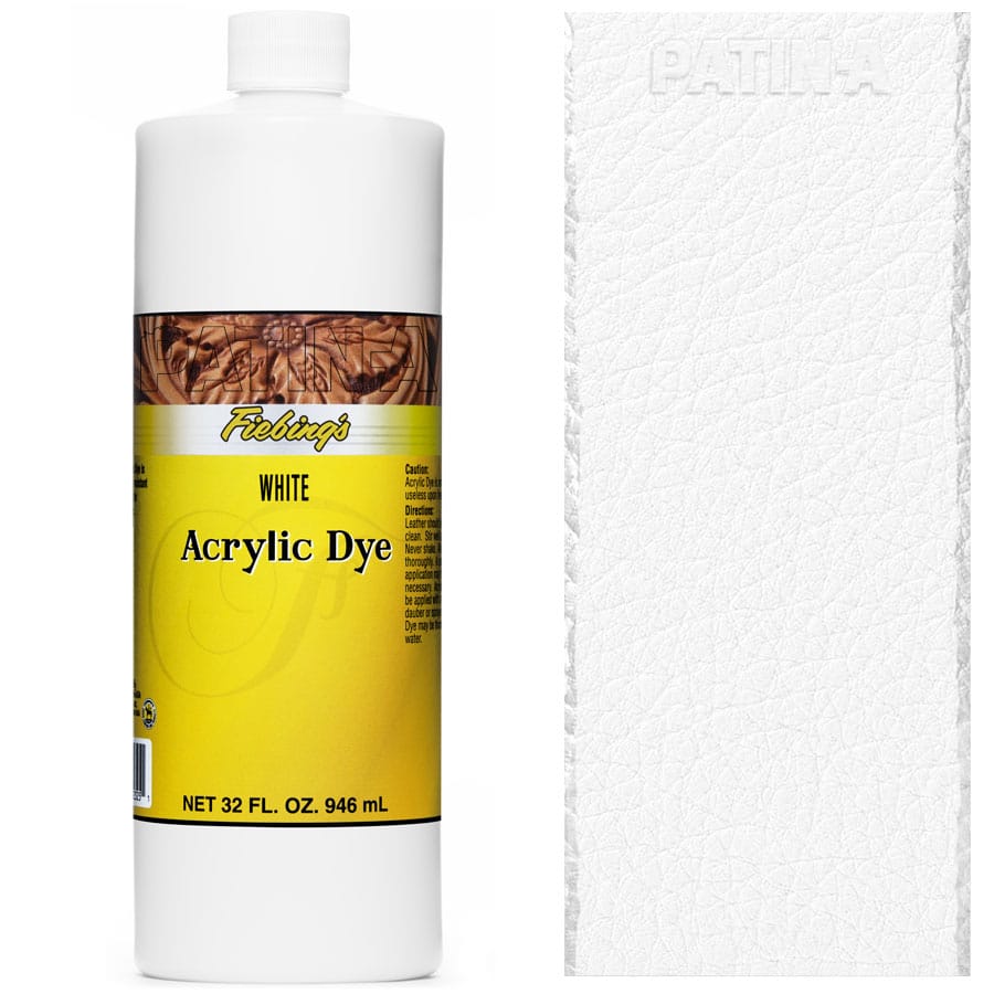 Fiebing's Acrylic Dye 946 ml White, deckende Lederfarbe, mit Farbmuster
