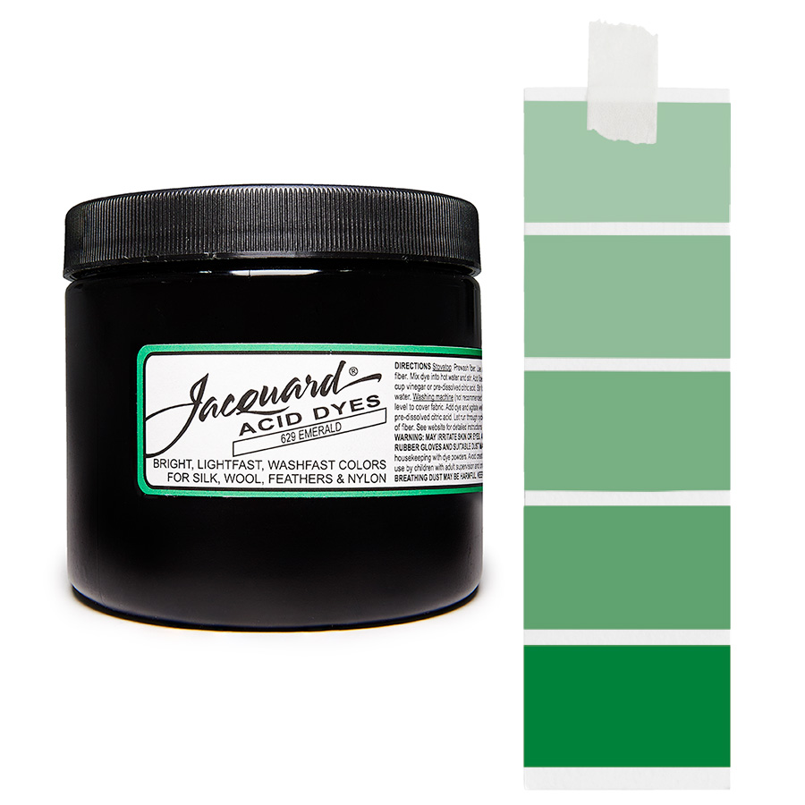 Emerald 629 - Jacquard Acid Dye Textilfarbe - 227g - 80z - leuchtende, neonfarbe, schnell waschende Farbe für Nylon, Seide, Wolle und Federn