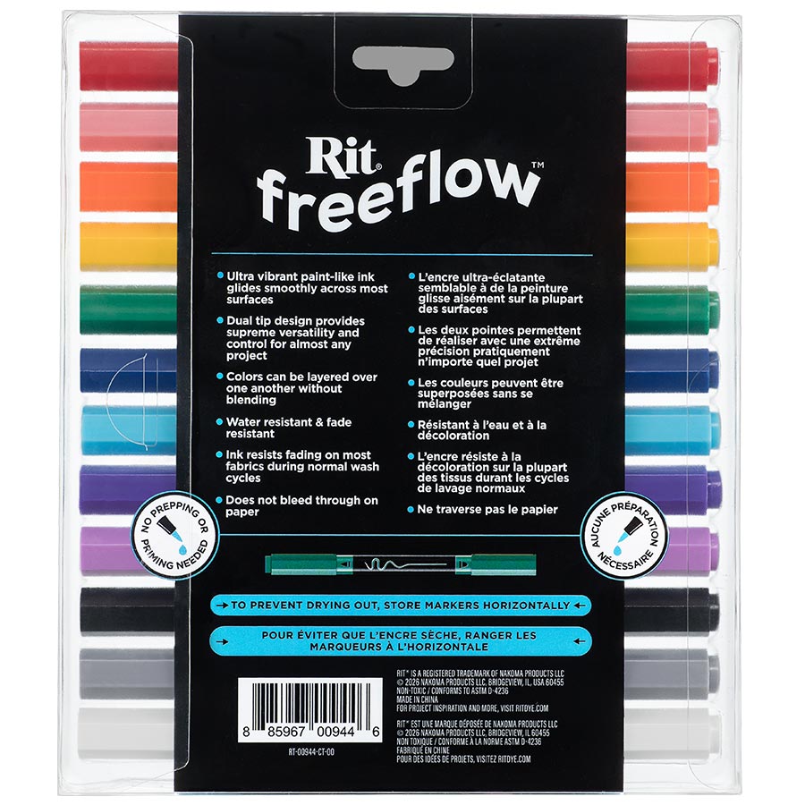 Freeflow Marker Vorderseite - Mega Mix - Textile Marker  - einzelne Stifte