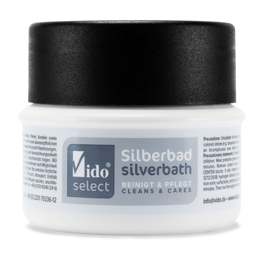 Vido Silber Reinigungsbad ist das perfekte Reinigungbad für Ihren Silberschmuck, wie Ringe, Ketten, Anhänger, Armbänder usw. Reinigt sanft durch einfaches Tauchen.