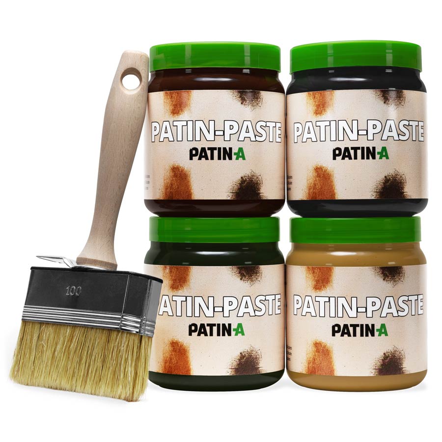 PATIN-PASTE patination paste is the patina for large-area costume patination. PATIN-PASTE is quick and easy to use and is best applied with a surface brush.
