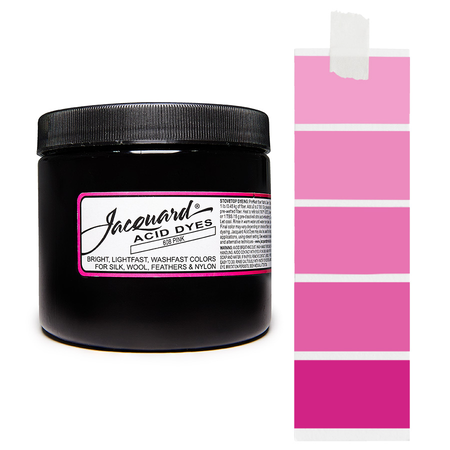 Pink 608  - Jacquard Acid Dye Textilfarbe - 227g - 80z - leuchtende, neonfarbe, schnell waschende Farbe für Nylon, Seide, Wolle und Federn