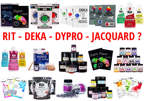 Rit-DEKA-DYPRO-JACQUARD - Quelle teinture pour teindre quoi ? Rit-DEKA-DYPRO-JACQUARD - Quelle teinture pour teindre quoi ?