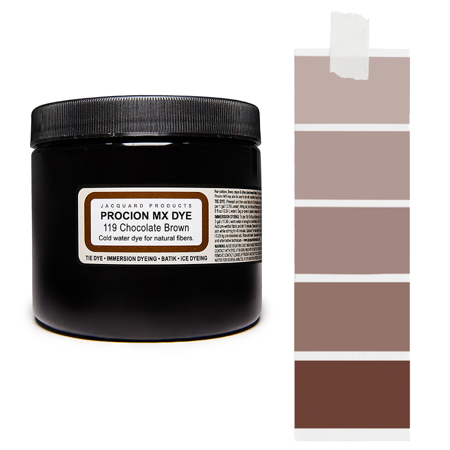 Jacquard Procion MX 119 Chocolate Brown 227 g Dose Jacquard Procion MX 119 Chocolate Brown 227 g mit Farbverlauf, Kaltwasser-Textilfarbe
