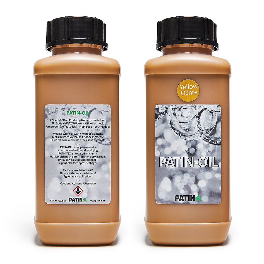 PATIN-OIL Yellow Ochre 1000 ml PATIN-OIL Yellow Ochre 1000 ml, zwei Flaschen von vorne und hinten