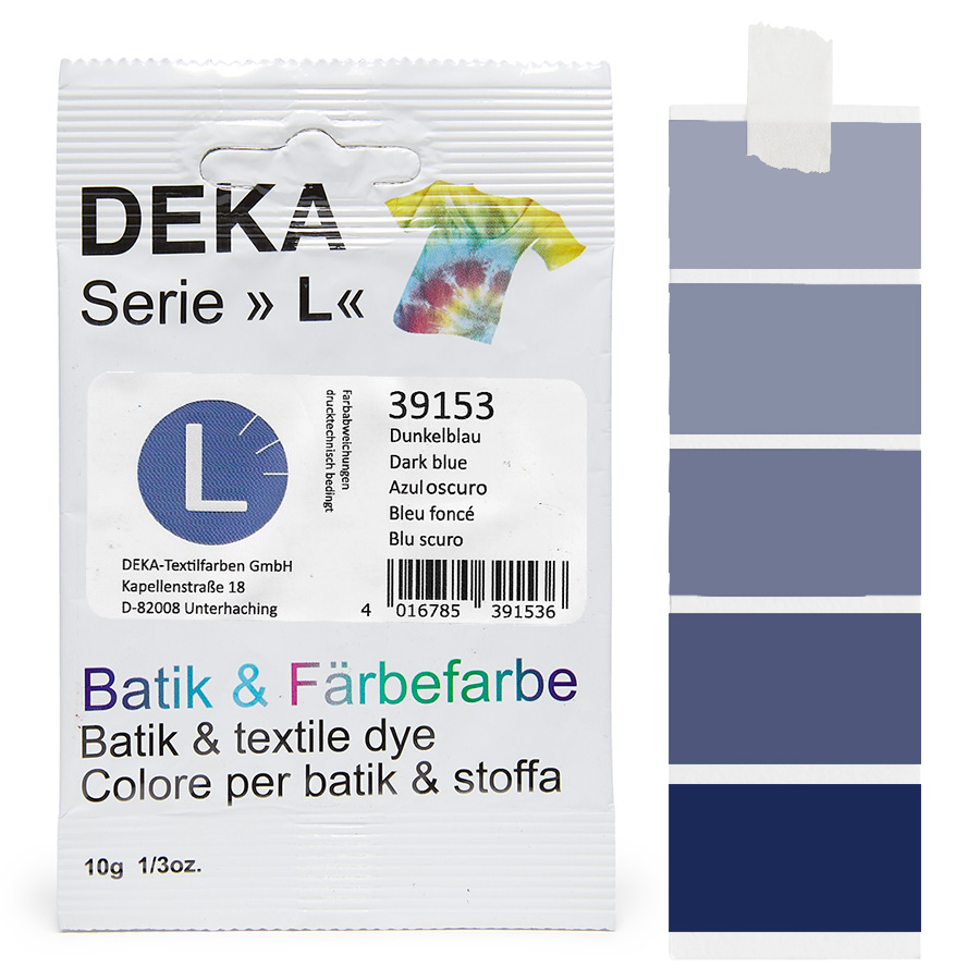 DEKA L Batikfarbe Dunkelblau 10 g Beutel DEKA Serie L Batik- und Färbefarbe Dunkelblau, 10 g, mit Farbverlauf