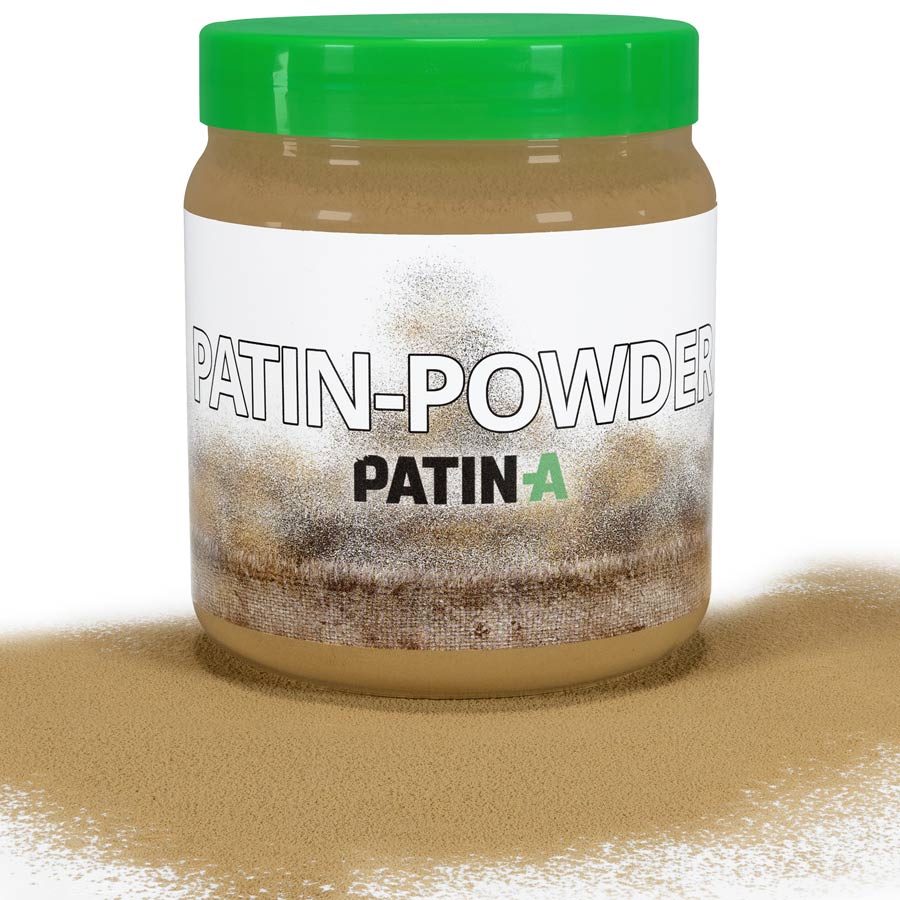 Patin-Powder Yellow Ochre Patin Powder gelbe Ochre, ein Spezial-Puder zur Kostümpatinierung in einem 500 ml Behälter