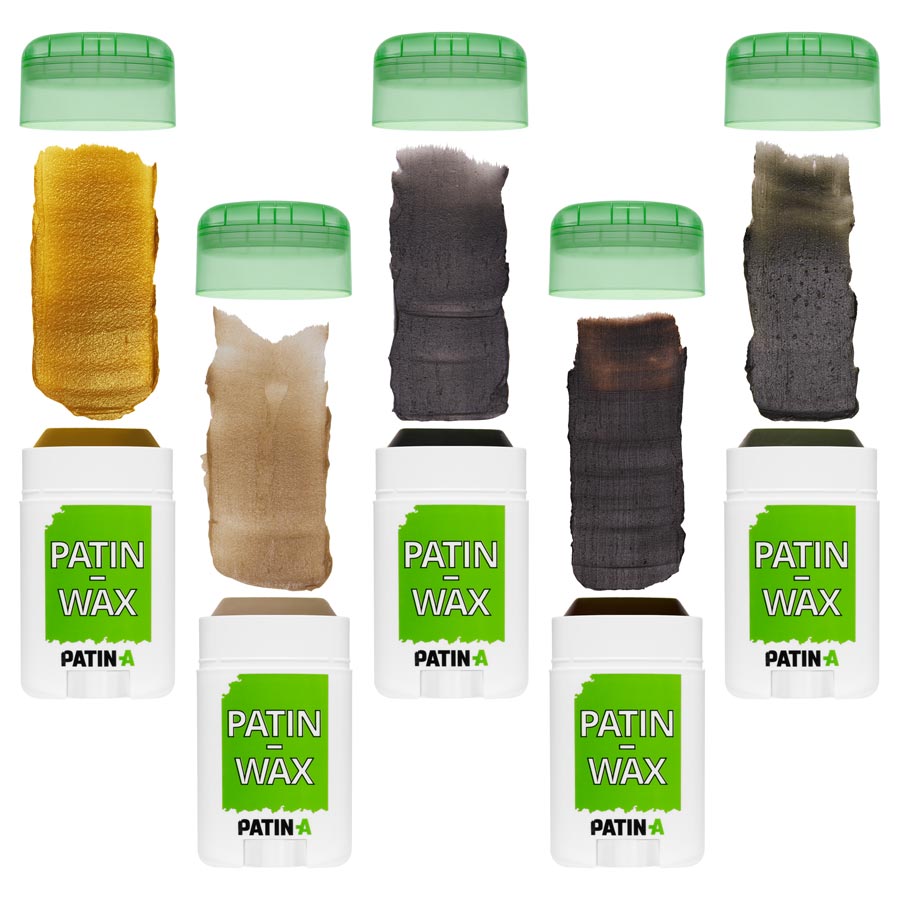 5 PATIN-WAX sticks for special patinations. PATIN-WAX is the perfect patina for properly soiling and ageing costumes.