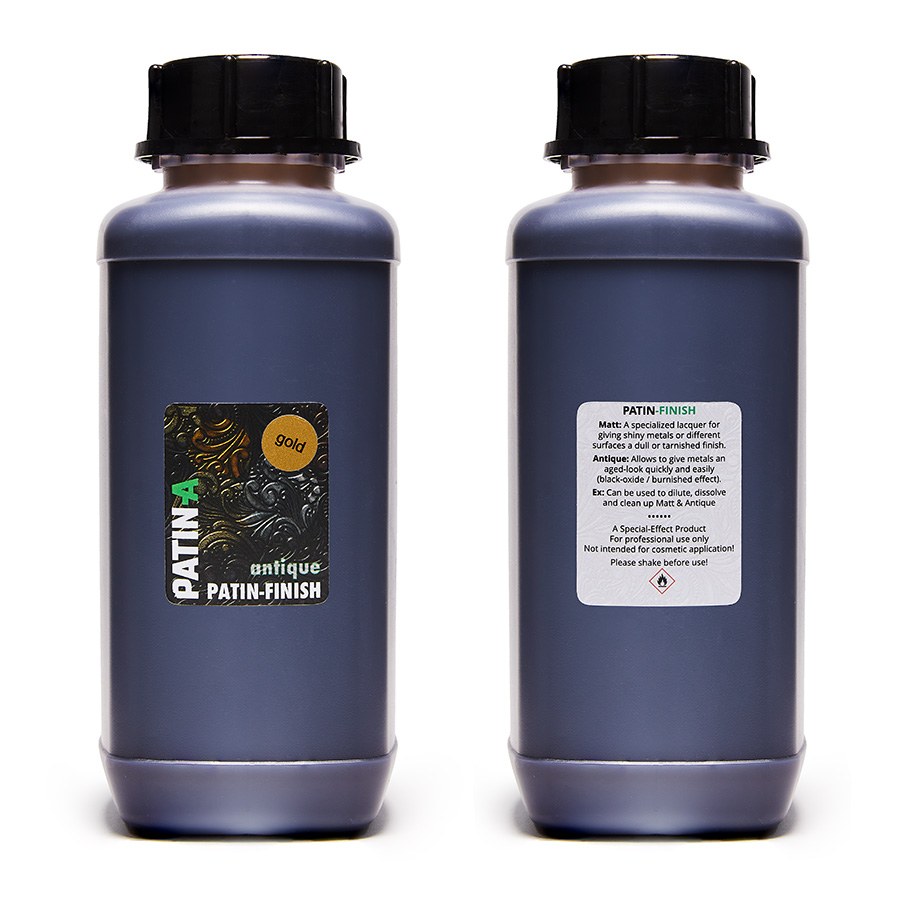 Mit PATIN-FINISH 'antique' können Metalle ganz schnell und einfach patiniert werden (geschwärzt/brüniert Optik)