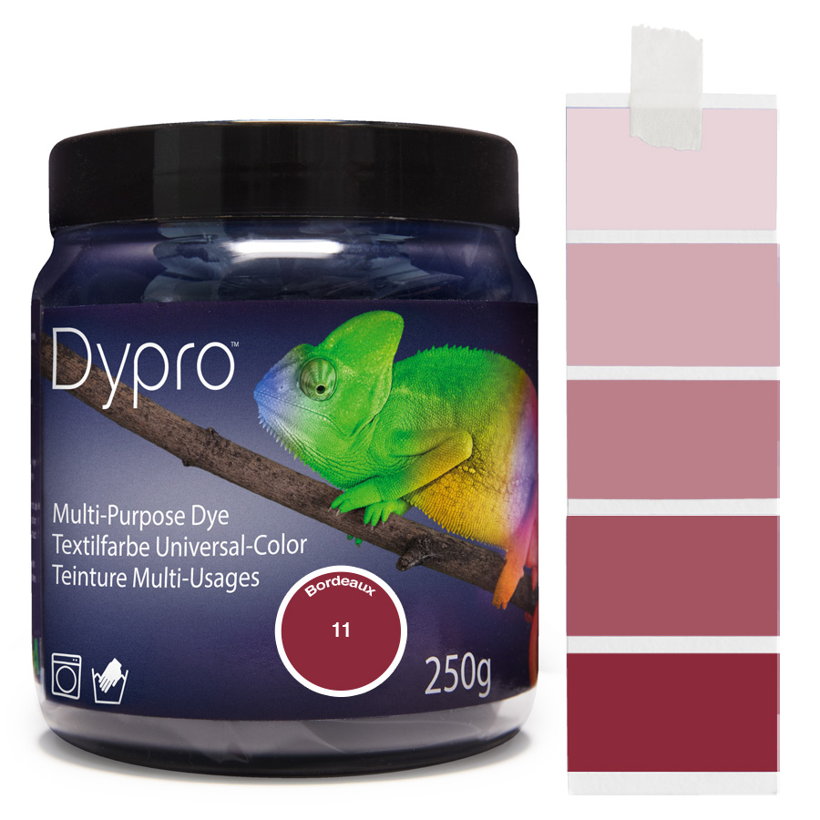 Dypro Bordeaux 250 g Dose Dypro Universal-Color Textilfarbe Bordeaux 250 g mit Farbverlauf