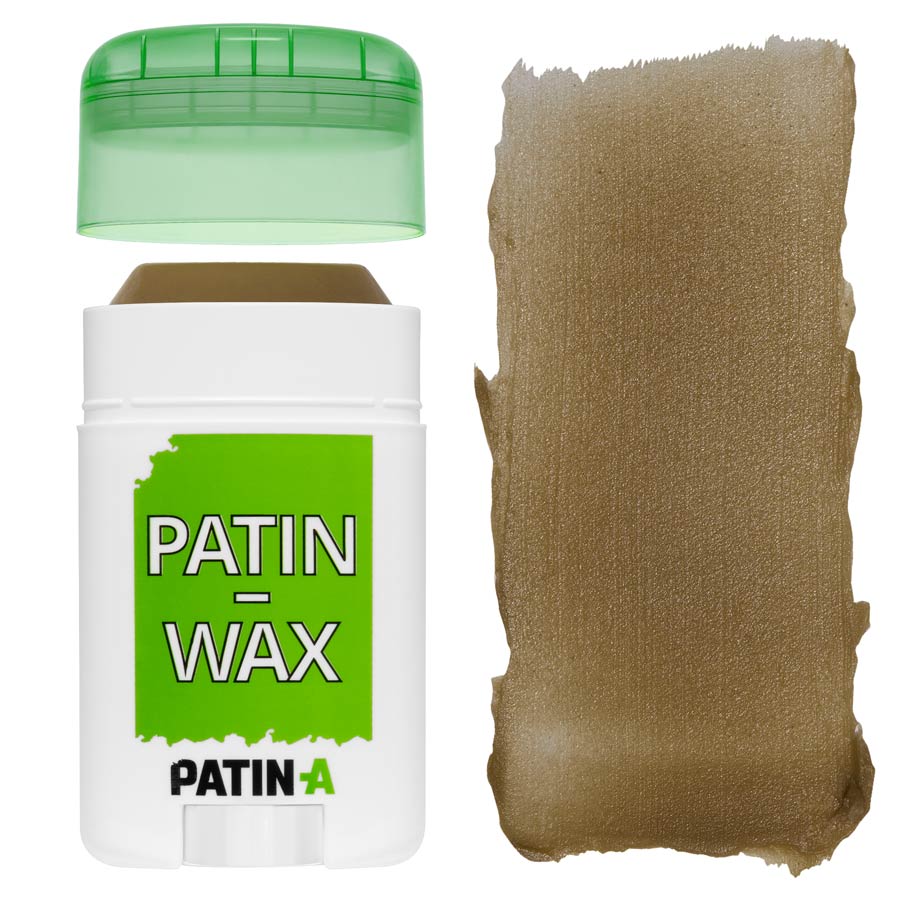PATIN-WAX Stick Green Ochre PATIN-WAX Patinierstift Green Ochre mit Farbaufstrich