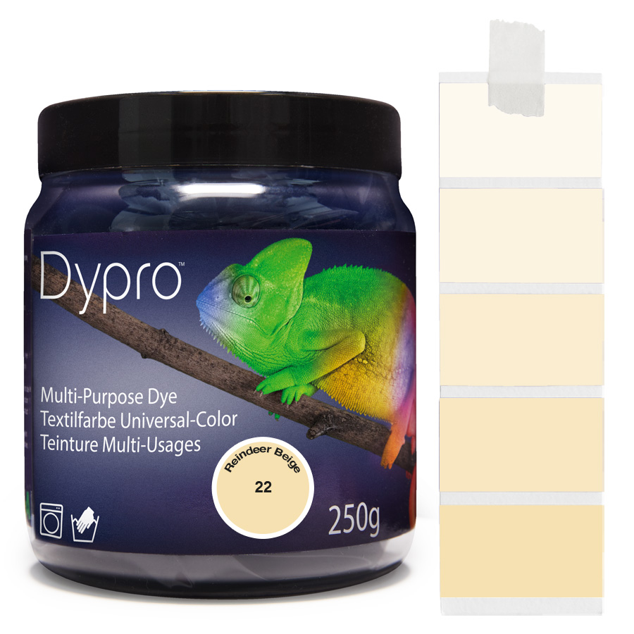 Dypro (Dylon) Textilfarben sind die am stärksten pigmentierten Textilfarben mit intensiven Farbtönen zum Färben von Polyamid/Nylon, Elasthan, Mischgewebe und Naturfasern.