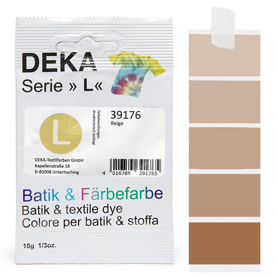 DEKA L teinture batik beige 10 g Sachet de teinture batik DEKA série L beige, 10 g, avec dégradé