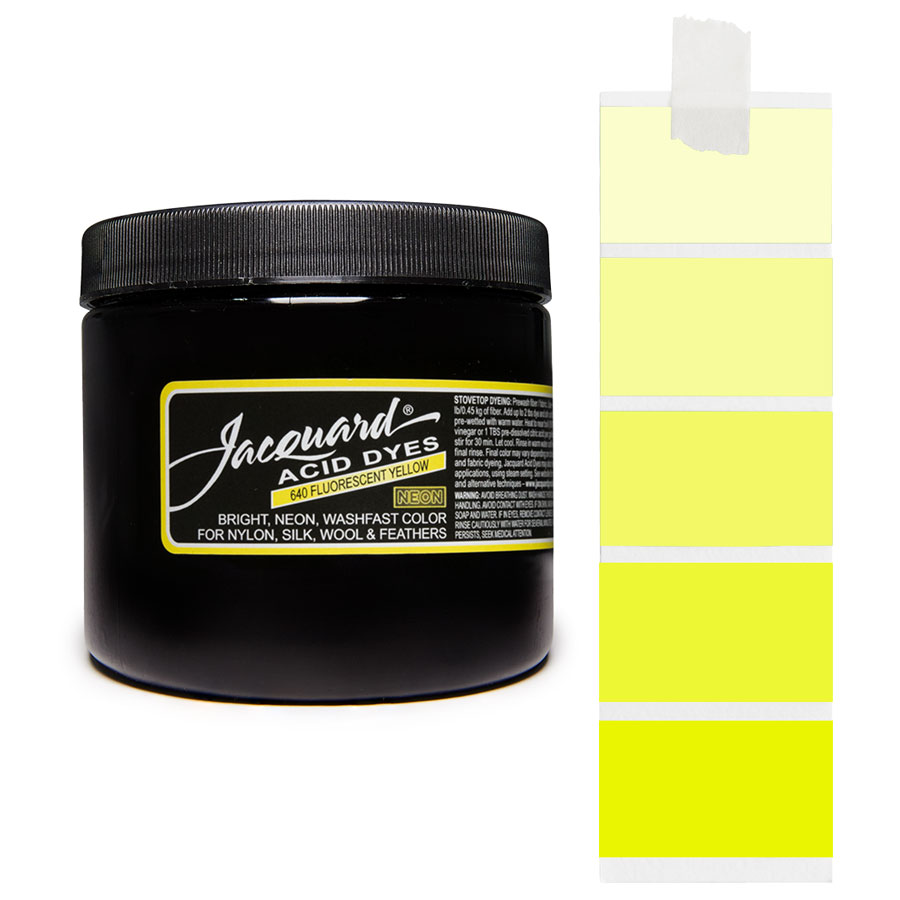 Fluorescent Yellow 640 - Jacquard Acid Dye Textilfarbe - 227g - leuchtende, neonfarbe, schnell waschende Farbe für Nylon, Seide, Wolle und Federn