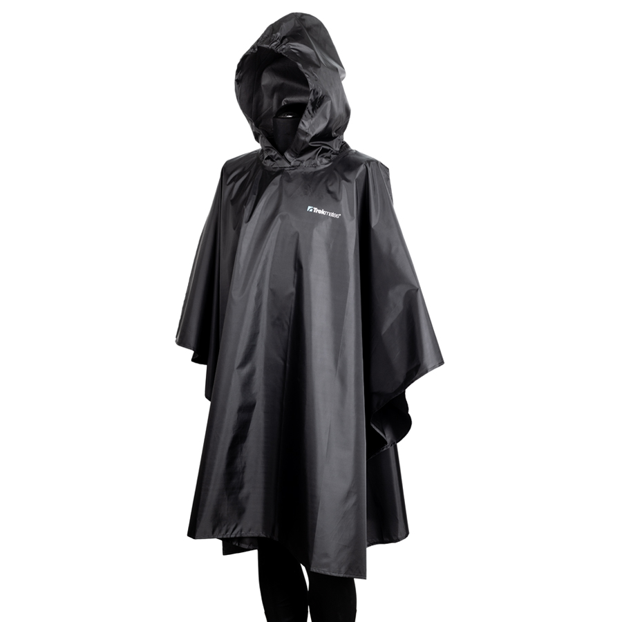 Trekmates Origins Poncho Hiker schwarz Schwarzer Trekmates Regenponcho mit aufgesetzter Kapuze