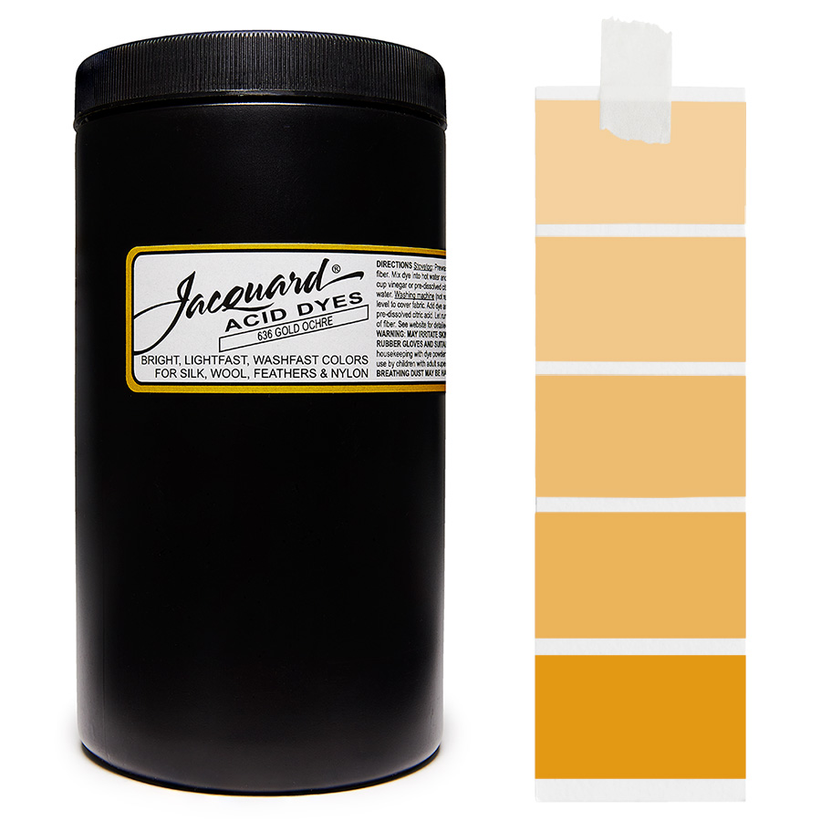 Gold Ochre 636 - Jacquard Acid Dye Textilfarbe - 450g - 1lb - leuchtende, neonfarbe, schnell waschende Farbe für Nylon, Seide, Wolle und Federn