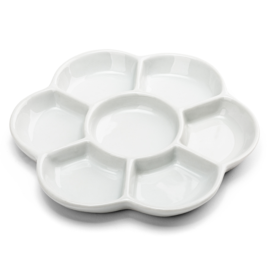 Porzellan Mischpalette Blumenform mit 7 Mulden - Groß