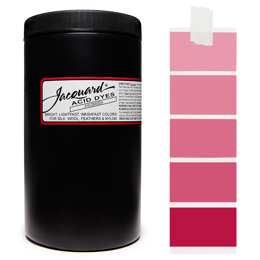 Crimson 619 - Jacquard Acid Dye textile dye - 450g - 1lb - bright, neon color, quick wash dye for nylon, silk, wool and feathers