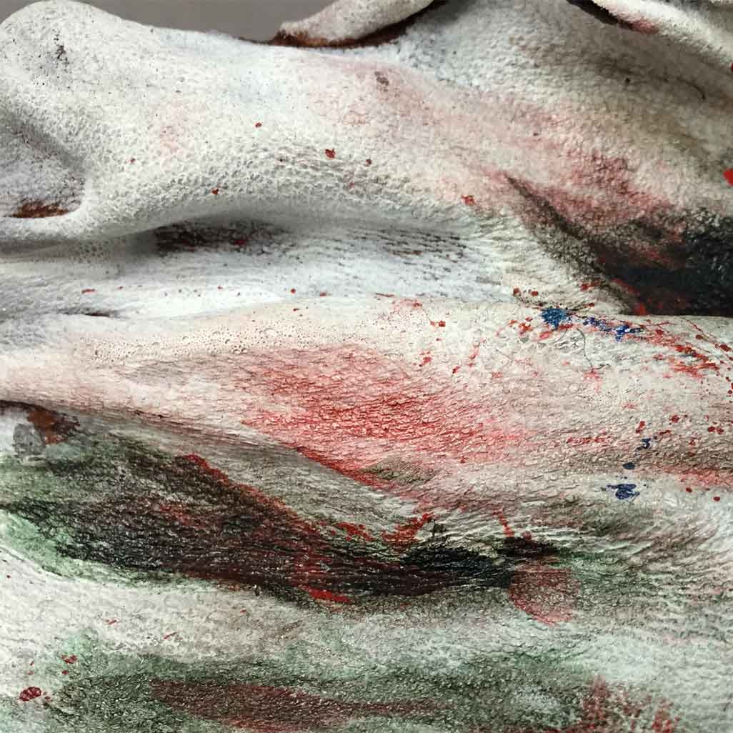 Fiebing’s Acrylic Dye Malerei Leder mit Farbspritzern in Rot und Blau, bemalt mit Fiebing’s Acrylic Dye