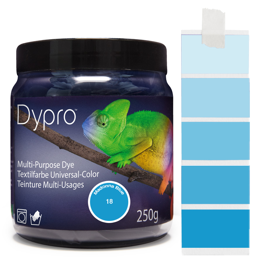 Dypro Madonna Blue 250 g Dose Dypro Universal-Color Textilfarbe Madonna Blue 250 g mit Farbverlauf