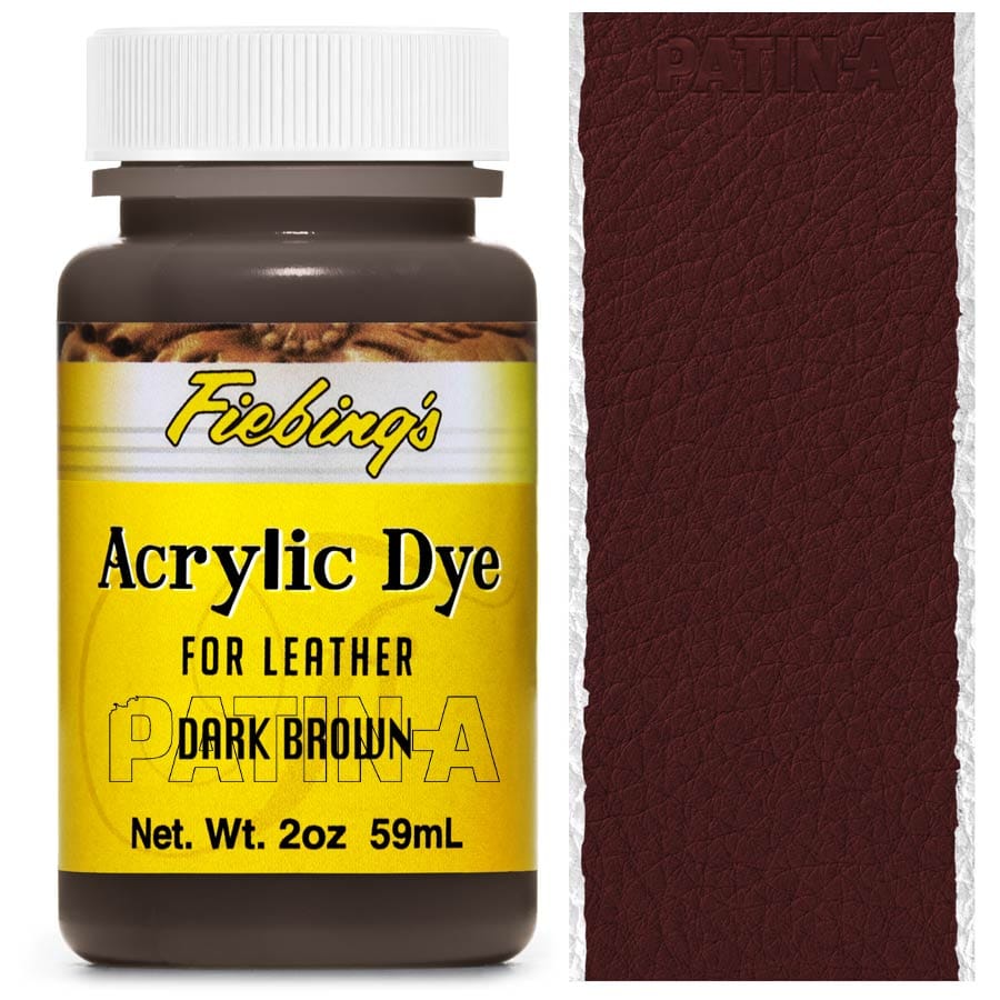 Fiebing's Acrylic Dye 59 ml Dark Brown, deckende Lederfarbe, mit Farbmuster