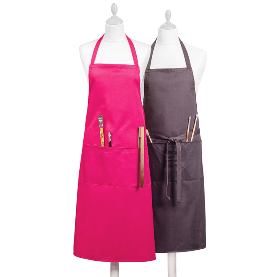 Künstler-Schürze anthrazit und magenta Künstler-Schürzen in Magenta und Anthrazit nebeneinander